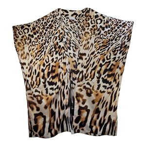 Chico's Kimono Robe Leopard Animal Print Cover-Up Size XL